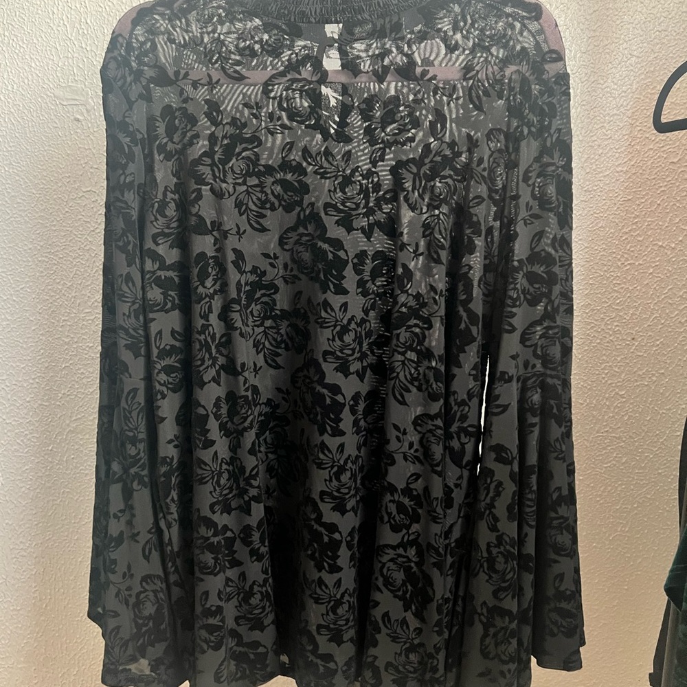 Elegant Black Sheer Floral Women's Top